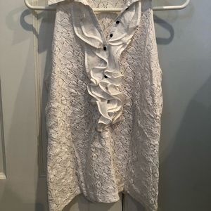 Anne Fontaine White Ruffle Tank